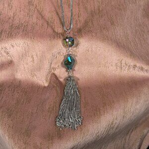 Statement Necklace • Silver Tassel Pendant • Elegant & Glam Jewelry